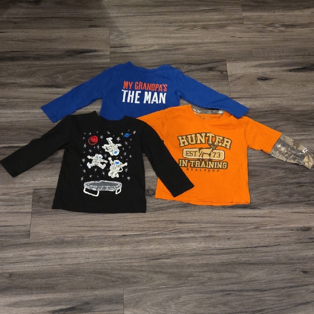 Kids' Graphic Long Sleeve Tees - Blue, Black, and Orange
